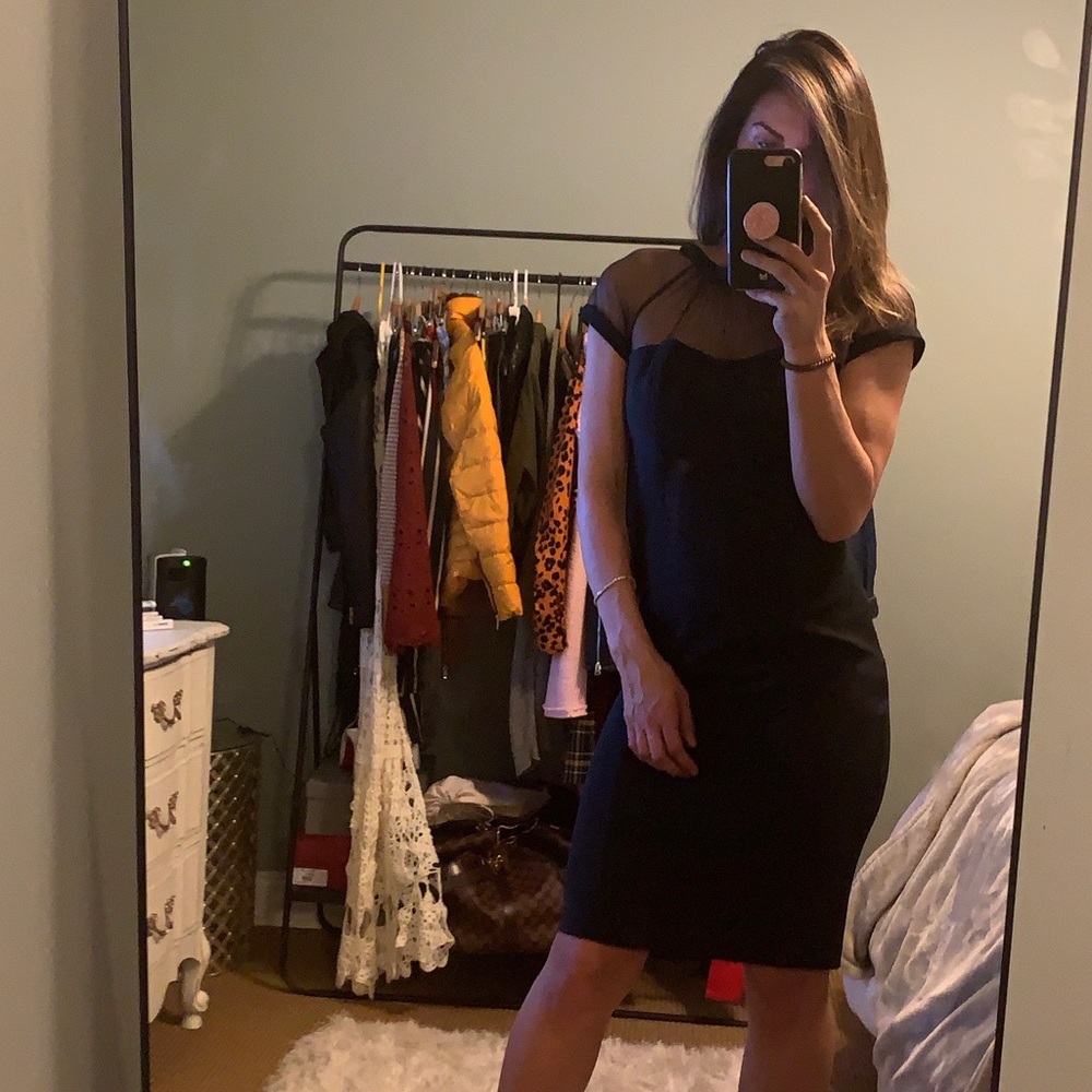 Maggy London- Illusion Yoke Crepe Sheath Dress